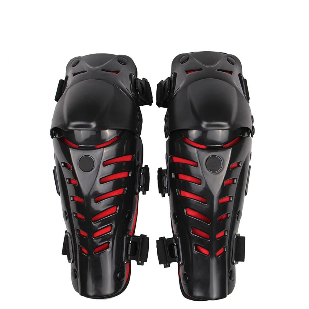 Red Motorcycle Knee Pads - Motocross Safety Protection Guards