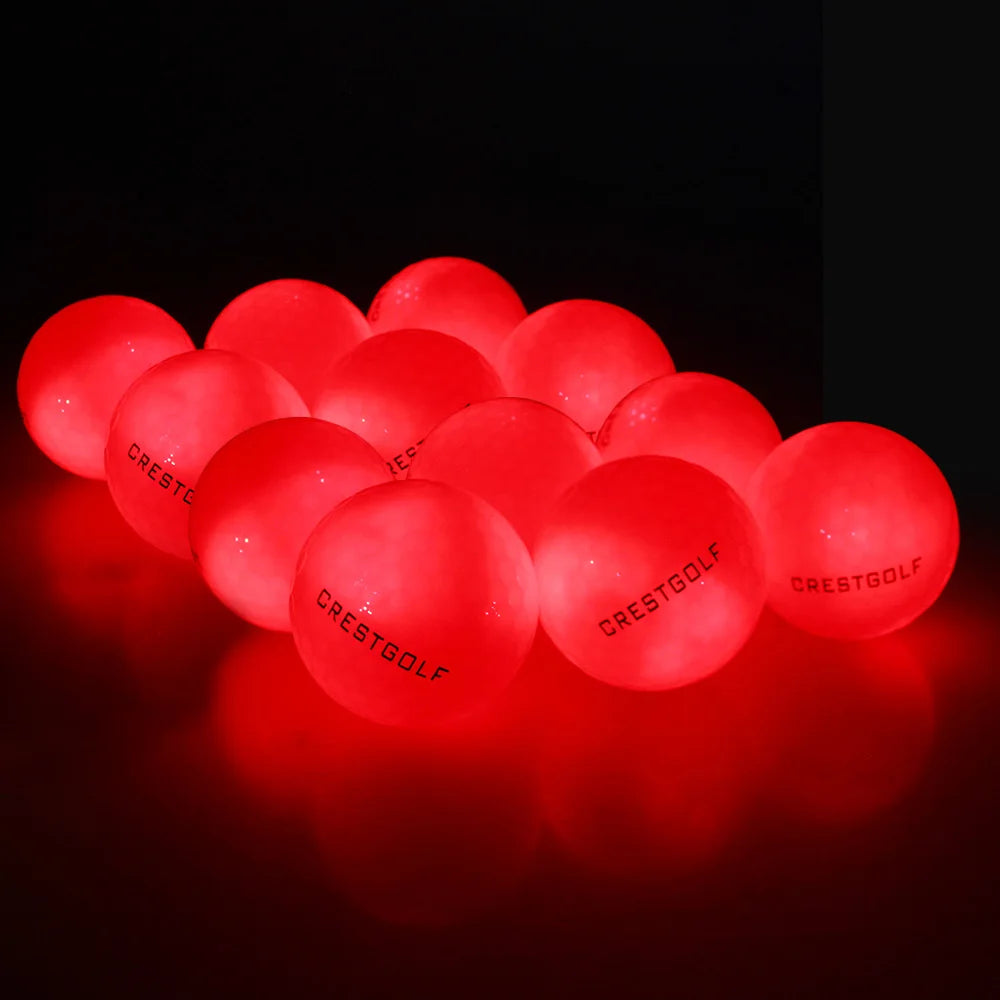 LED Glow-in-the-Dark Golf Balls - 12 Pack Luminous Night Training Balls