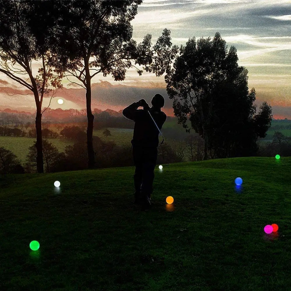 LED Glow Golf Balls with Logo - Night Training Pack (3/6/10/30 Pieces) - 6 Color Options Available