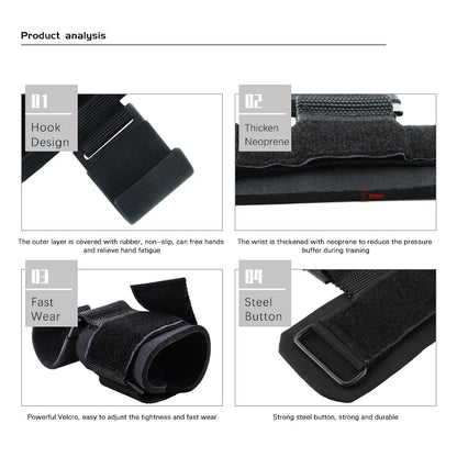 Professional Weight Lifting Hook Grips with Wrist Wraps