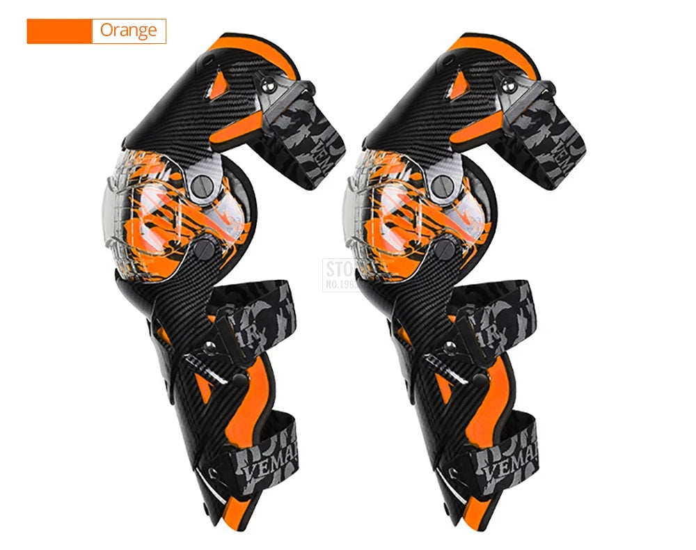 Red Motorcycle Knee Pads - Motocross Safety Protection Guards