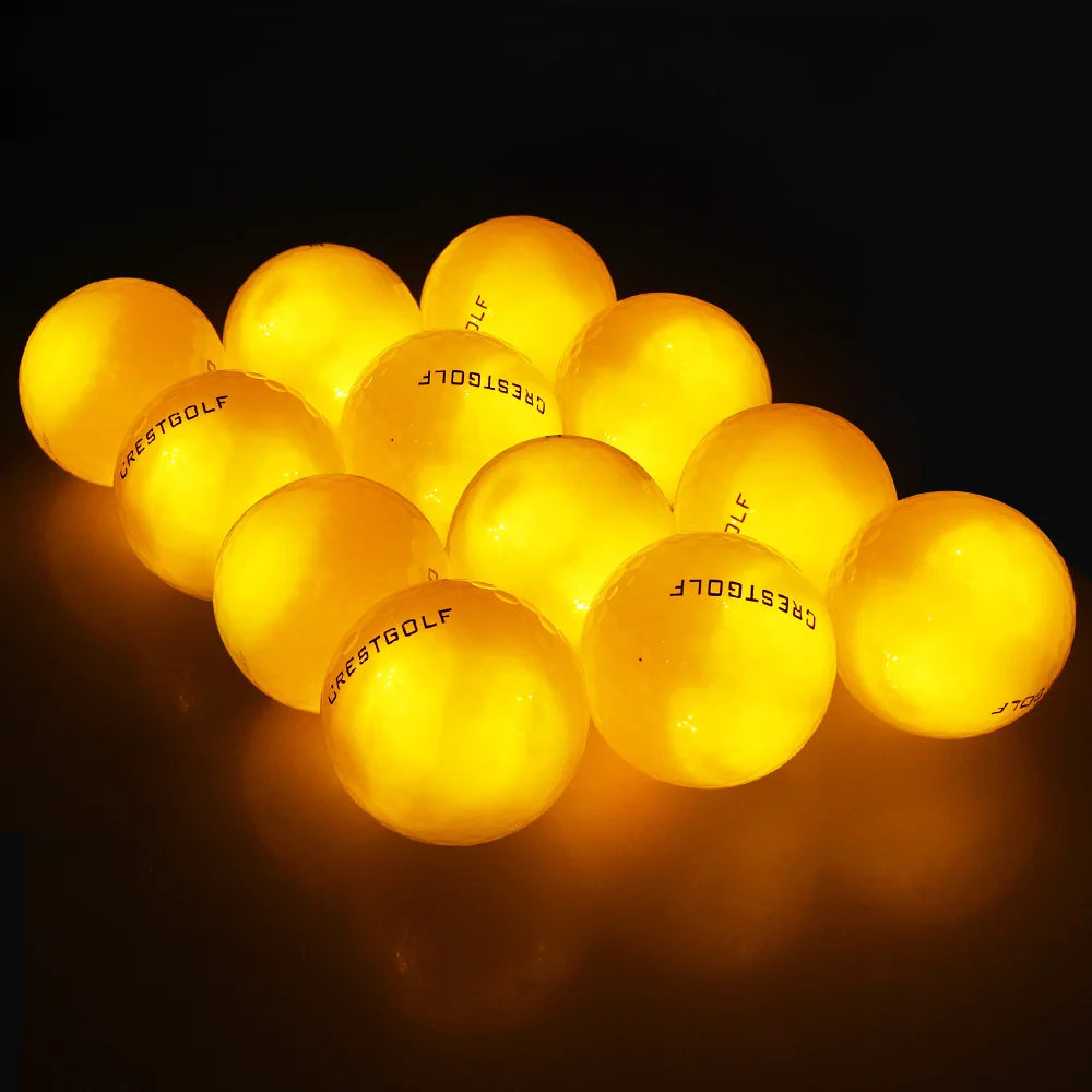 LED Glow-in-the-Dark Golf Balls - 12 Pack Luminous Night Training Balls