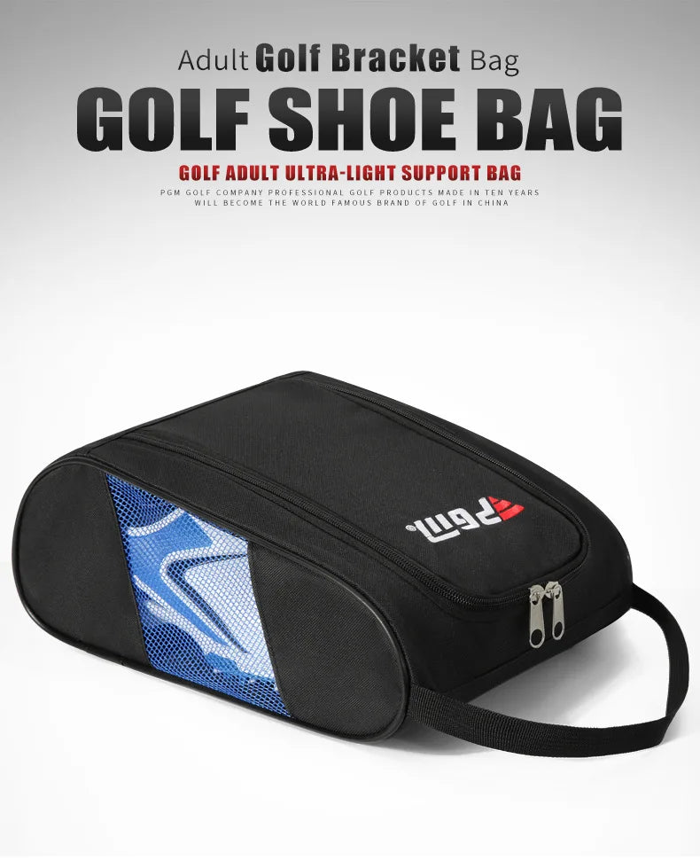 PGM Golf Shoe Bag - Portable Nylon Carrier with Ball Holder | Lightweight Breathable Sports Pouch