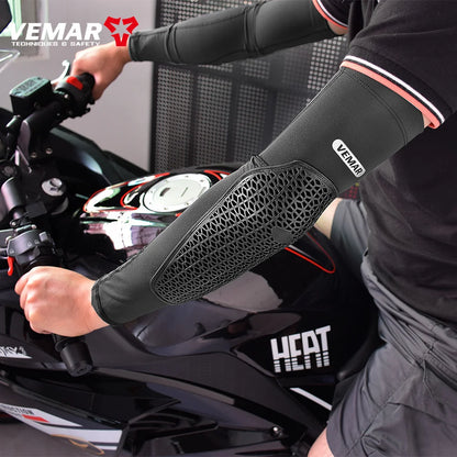 VEMAR Motorcycle Knee and Elbow Pads - Breathable Anti-Fall Protection Guards for Motocross, MTB, DH Cycling - High Elasticity Sleeves
