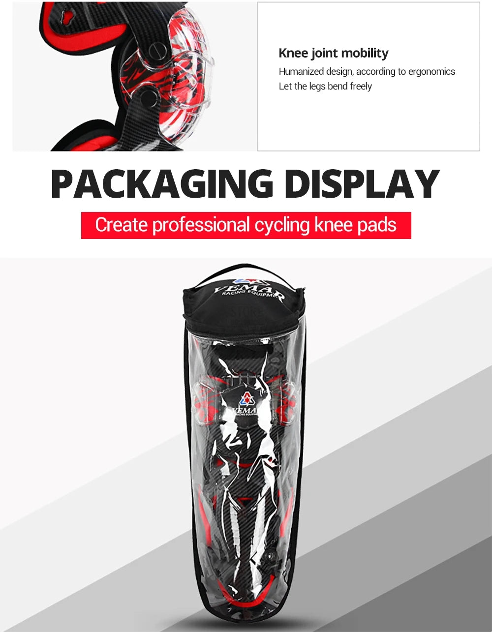 Red Motorcycle Knee Pads - Motocross Safety Protection Guards