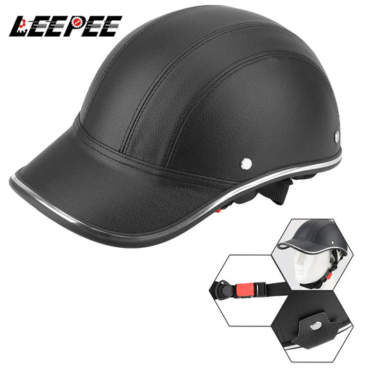 Vintage Half Face Motorcycle Helmet - Baseball Cap Style Safety Hard Hat for Cafe Racer, Chopper & Scooter