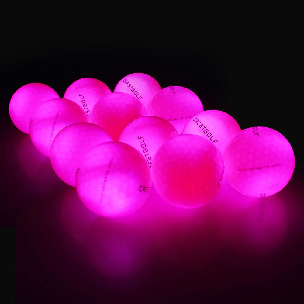 LED Glow-in-the-Dark Golf Balls - 12 Pack Luminous Night Training Balls