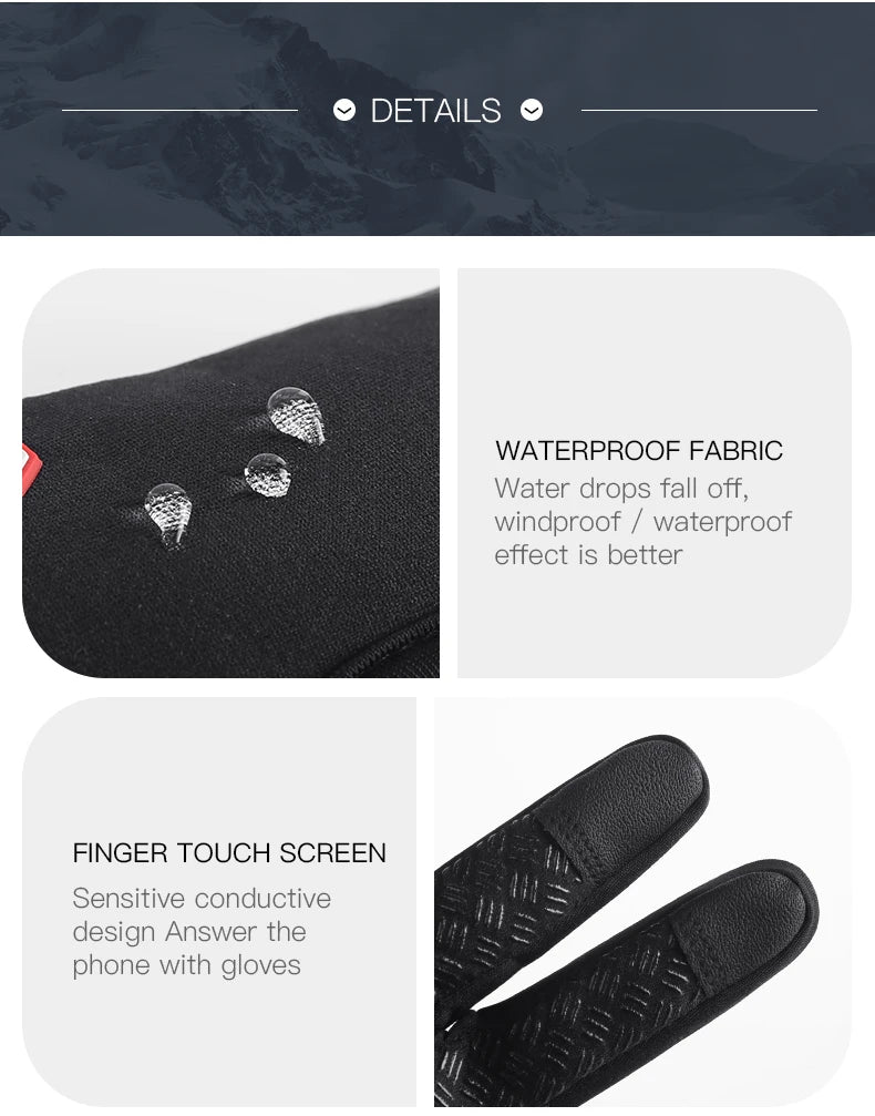 Winter Cycling Gloves - Windproof Cold Proof Full Finger Outdoor Waterproof Bicycle Motorcycle Riding Mitten