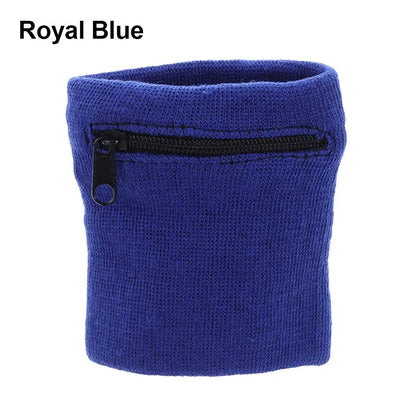 Sports Wristband with Zipper Pocket - Unisex Cotton Wrist Protection for Gym, Running & Cycling