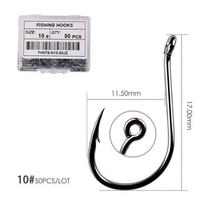 Japan Circle Eye Carp Fishing Hooks - Single Jig Hook Tackle (Size 2-22) - 50pcs/20pcs per Box