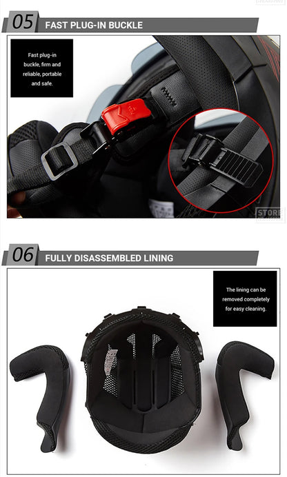 Half Face Motorcycle Helmet - Double Lens, Four Season, Unisex Street Fashion Safety Helmet