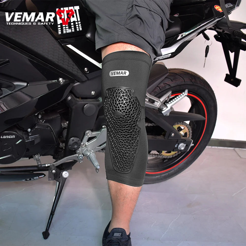 VEMAR Motorcycle Knee and Elbow Pads - Breathable Anti-Fall Protection Guards for Motocross, MTB, DH Cycling - High Elasticity Sleeves