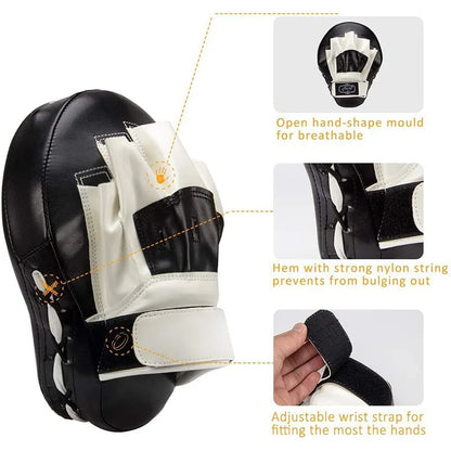 Curved PU Training Pads (1-2 Pack) – Focus Punching Mitts for Boxing, Taekwondo, Muay Thai & Karate (Adults & Kids)