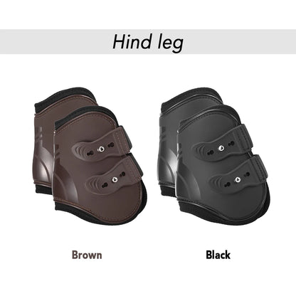Adjustable Horse Leg Boots Set (2/4PCS) - Front & Hind Leg Guards with Tendon Protection & Hock Brace