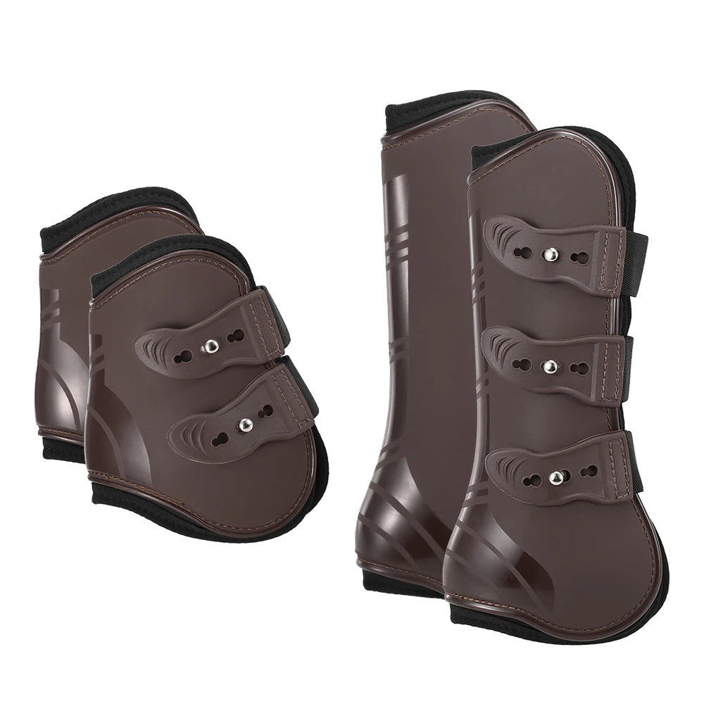 Adjustable Horse Leg Boots Set (2/4PCS) - Front & Hind Leg Guards with Tendon Protection & Hock Brace