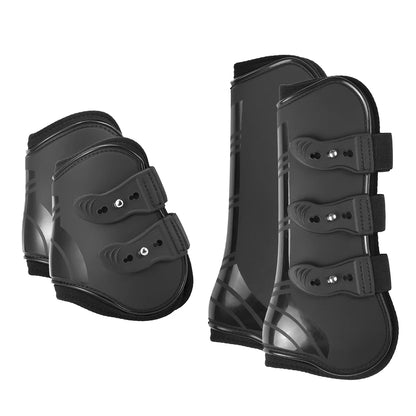 Adjustable Horse Leg Boots Set (2/4PCS) - Front & Hind Leg Guards with Tendon Protection & Hock Brace