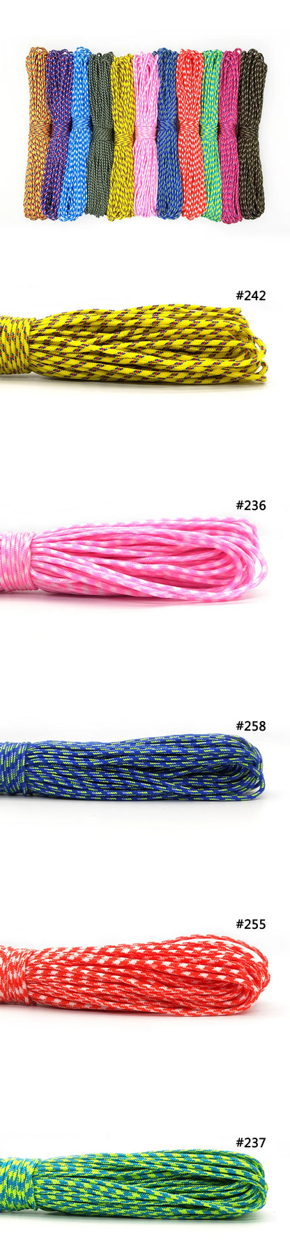 Paracord 2mm Single-Strand - 100 Colors Available in 25FT, 50FT, and 100FT Lengths for Survival and Camping