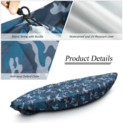 Universal Kayak Storage Cover - Waterproof UV-Resistant Nylon Dust Cover for Boats and Canoes