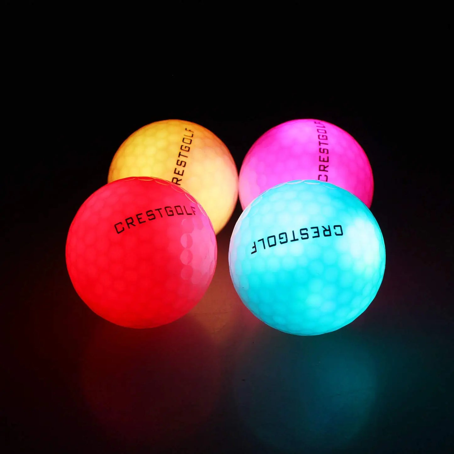 LED Glow Golf Balls with Logo - Night Training Pack (3/6/10/30 Pieces) - 6 Color Options Available