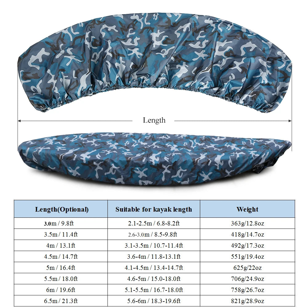Universal Kayak Storage Cover - Waterproof UV-Resistant Nylon Dust Cover for Boats and Canoes
