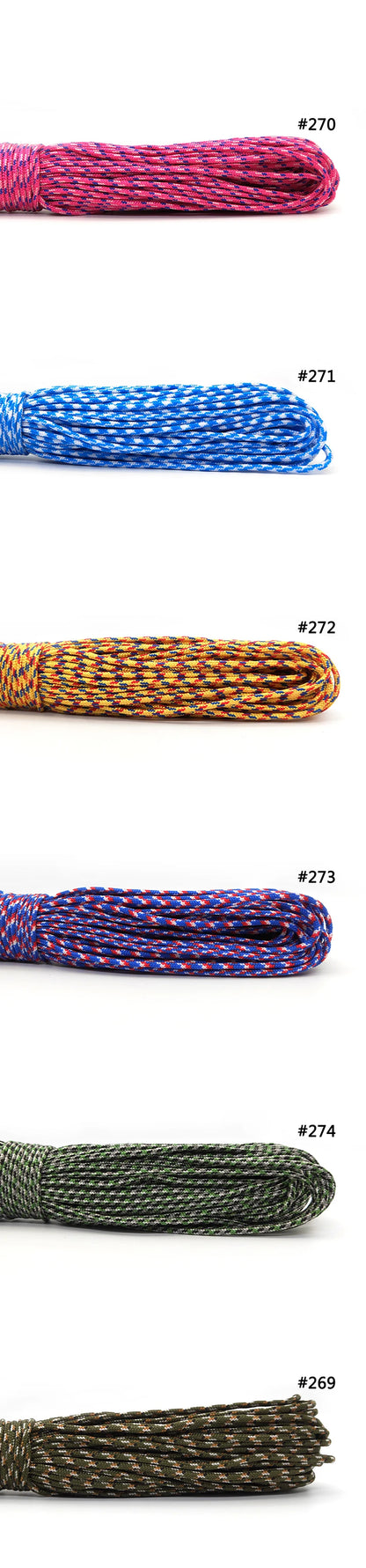Paracord 2mm Single-Strand - 100 Colors Available in 25FT, 50FT, and 100FT Lengths for Survival and Camping