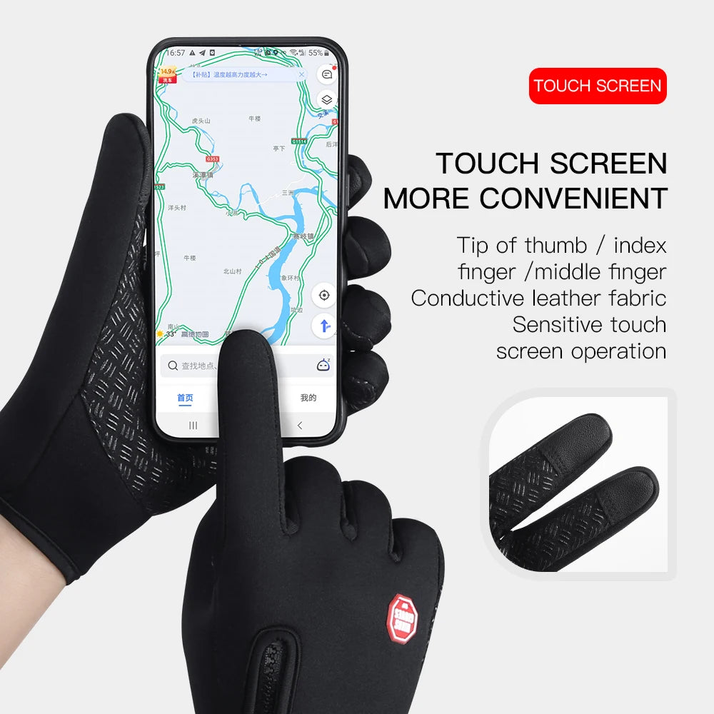 Winter Cycling Gloves - Windproof Cold Proof Full Finger Outdoor Waterproof Bicycle Motorcycle Riding Mitten