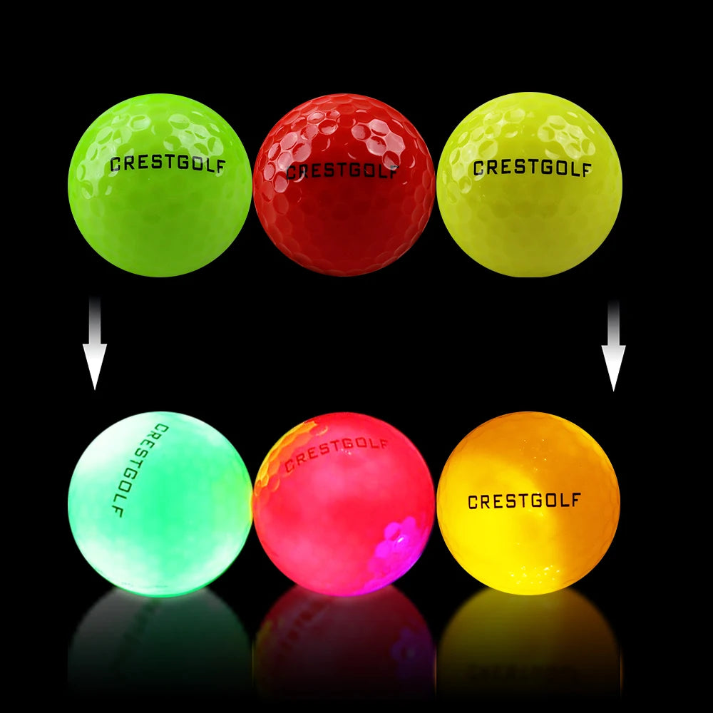 LED Glow-in-the-Dark Golf Balls - 12 Pack Luminous Night Training Balls