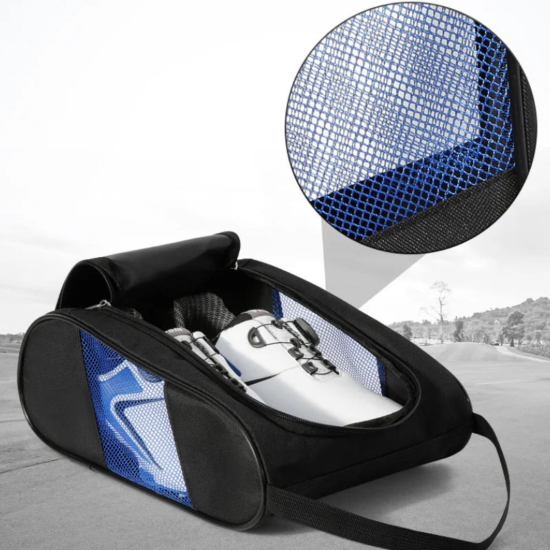 PGM Golf Shoe Bag - Portable Nylon Carrier with Ball Holder | Lightweight Breathable Sports Pouch