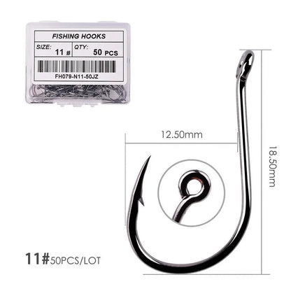Japan Circle Eye Carp Fishing Hooks - Single Jig Hook Tackle (Size 2-22) - 50pcs/20pcs per Box