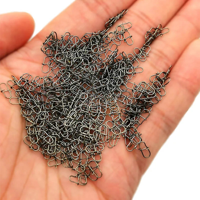 50PCS Stainless Steel Pin Swivel Fishing Accessories - Connector Lure Clip Rolling Swivels for Sea Fishing