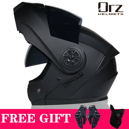 DOT Approved Modular Flip-Up Motorcycle Helmet - Voyage Racing Dual Lens with Interior Visor - ORZ-161