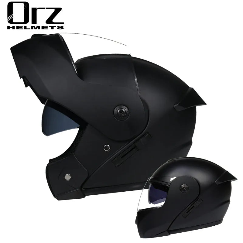 DOT Approved Modular Flip-Up Motorcycle Helmet - Voyage Racing Dual Lens with Interior Visor - ORZ-161