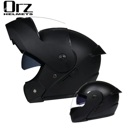 DOT Approved Modular Flip-Up Motorcycle Helmet - Voyage Racing Dual Lens with Interior Visor - ORZ-161
