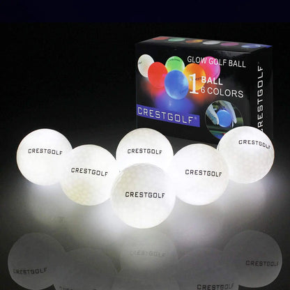 Crestgolf LED Golf Balls for Night Glow in The Dark Golf Ball with 4 Light Super Bright Six Colors Best Golf Gift for Golfers
