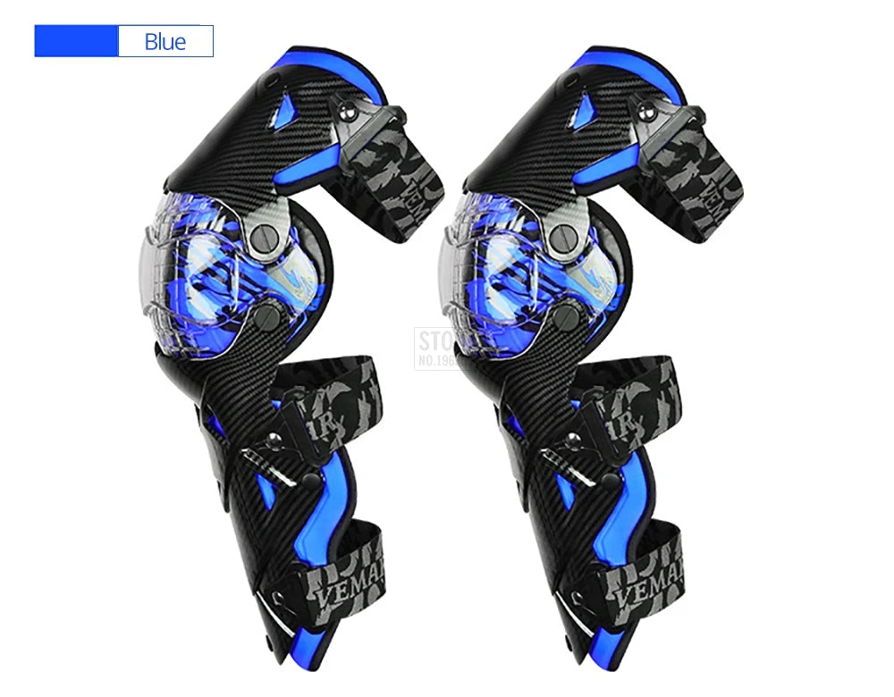 Red Motorcycle Knee Pads - Motocross Safety Protection Guards