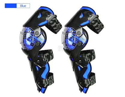 Red Motorcycle Knee Pads - Motocross Safety Protection Guards