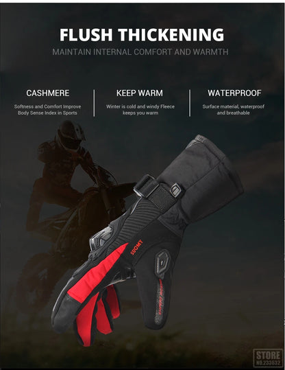 Winter Motorcycle Gloves - Windproof Waterproof Touch Screen Motocross Riding Gloves for Men