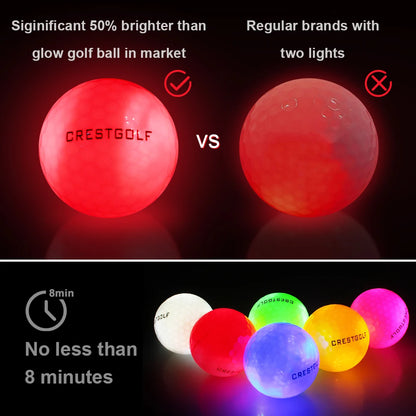 LED Glow-in-the-Dark Golf Balls - 12 Pack Luminous Night Training Balls