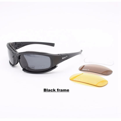 Tactical Polarized Sports Sunglasses - 4 Interchangeable Lenses Set with Original Box - Men's Shooting & Hiking Eyewear
