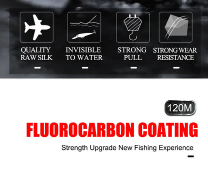 Premium Japanese Fluorocarbon Fishing Line - 120M Carbon Fiber Leader Wire - 0.20mm-0.60mm Diameter - 7.15LB-45LB Strength - Fast Sinking Lure Line