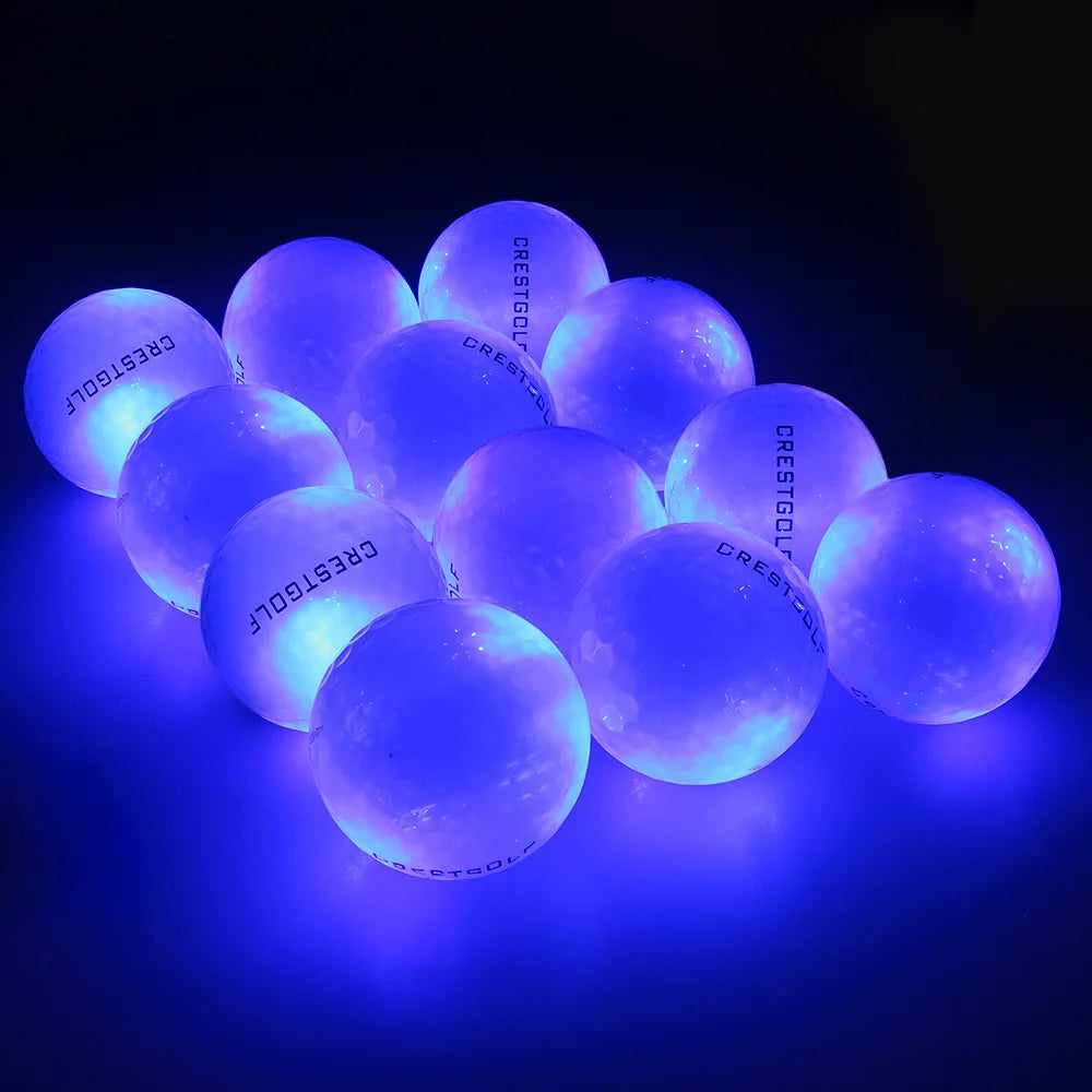 LED Glow-in-the-Dark Golf Balls - 12 Pack Luminous Night Training Balls