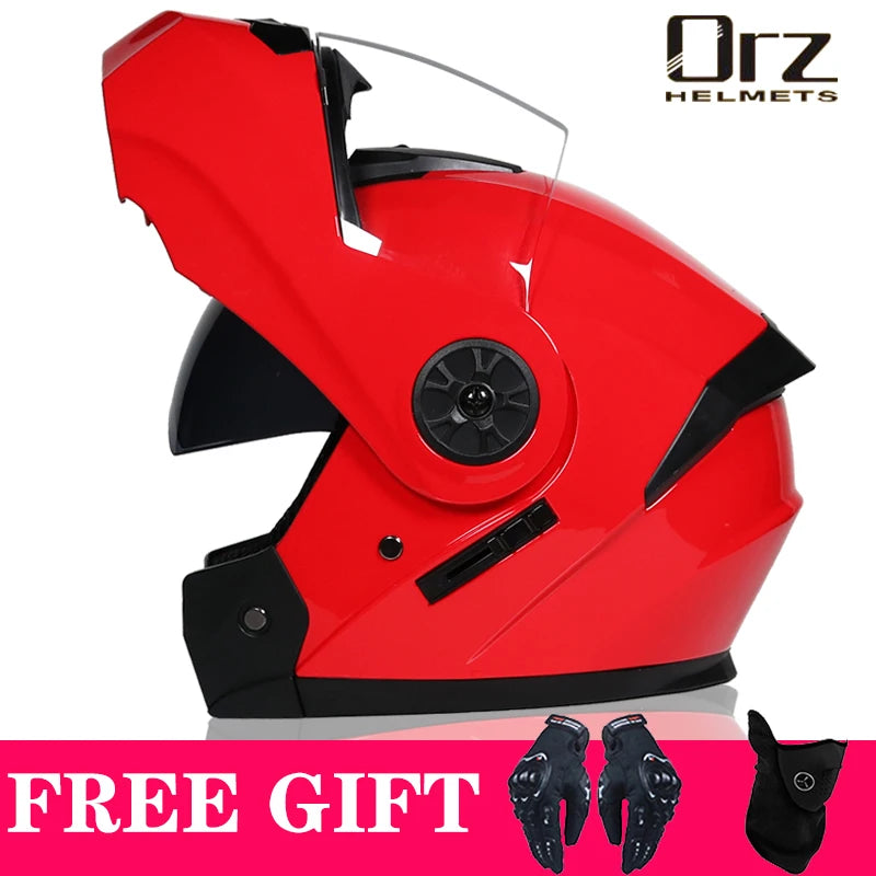 DOT Approved Modular Flip-Up Motorcycle Helmet - Voyage Racing Dual Lens with Interior Visor - ORZ-161