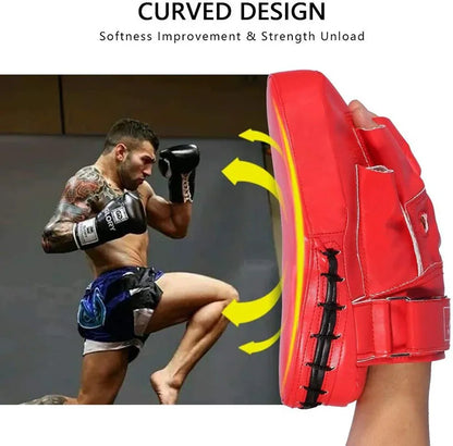 Curved PU Training Pads (1-2 Pack) – Focus Punching Mitts for Boxing, Taekwondo, Muay Thai & Karate (Adults & Kids)