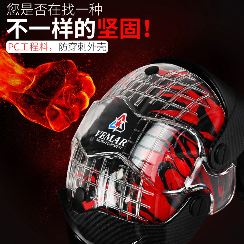 Red Motorcycle Knee Pads - Motocross Safety Protection Guards