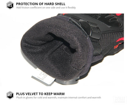 Winter Motorcycle Gloves - Windproof Waterproof Touch Screen Motocross Riding Gloves for Men