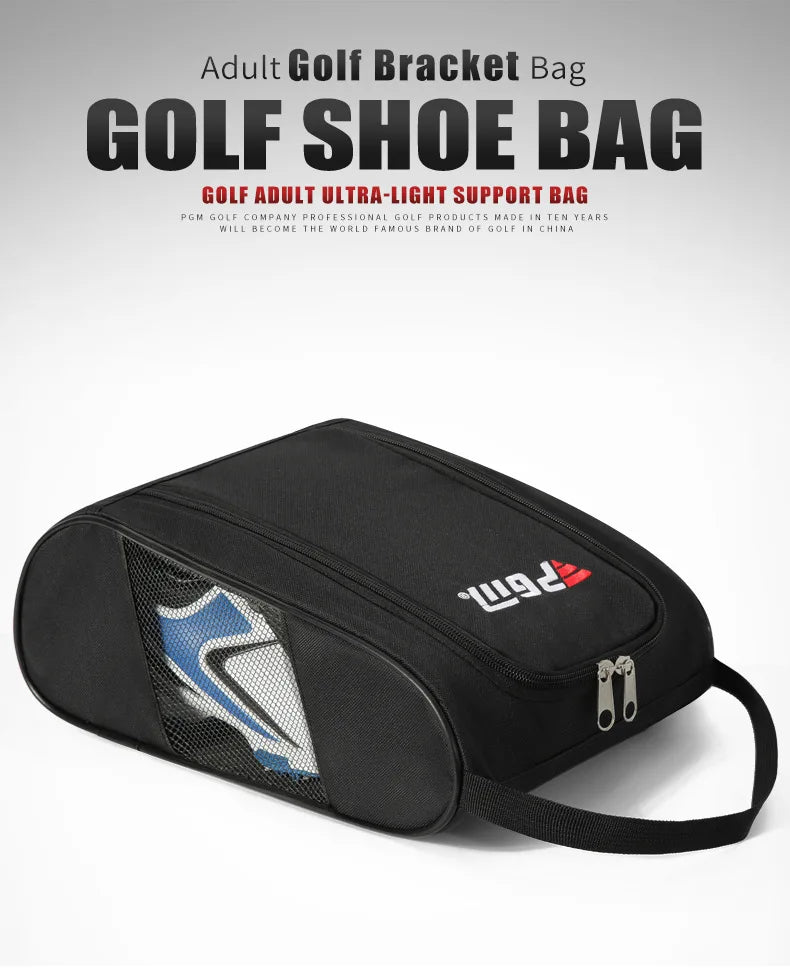 PGM Golf Shoe Bag - Portable Nylon Carrier with Ball Holder | Lightweight Breathable Sports Pouch