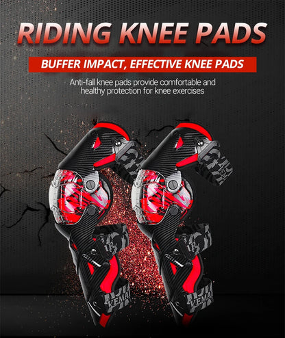Red Motorcycle Knee Pads - Motocross Safety Protection Guards