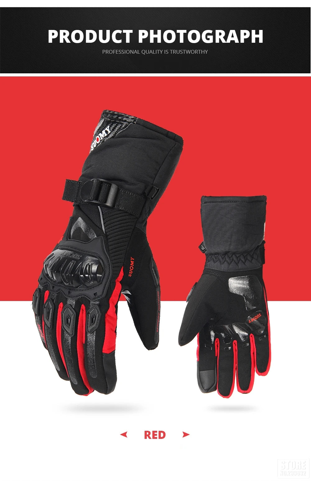Winter Motorcycle Gloves - Windproof Waterproof Touch Screen Motocross Riding Gloves for Men
