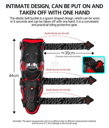 Red Motorcycle Knee Pads - Motocross Safety Protection Guards