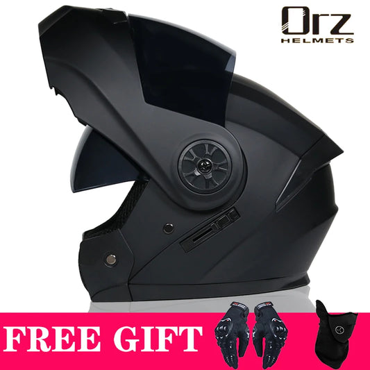 DOT Approved Modular Flip-Up Motorcycle Helmet - Voyage Racing Dual Lens with Interior Visor - ORZ-161